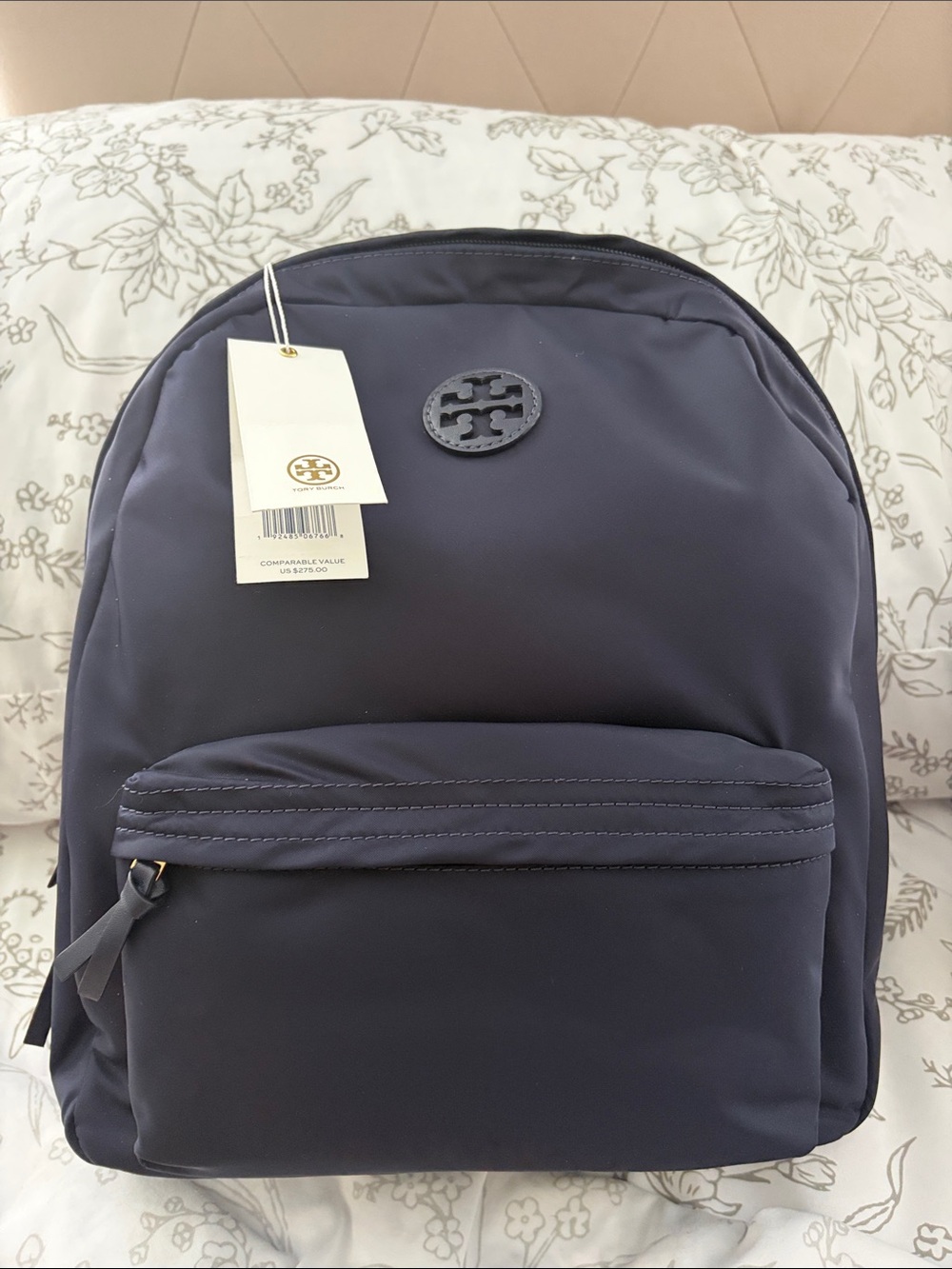 Tory Burch Navy Nylon Logo Backpack